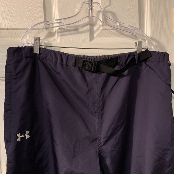 Vintage Under Armour Womens Belted Rain Pants Size XXL Navy Blue Ankle Snaps - Picture 3 of 10
